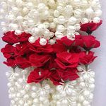 Kalakriti Decioration Flowers Garlands for Home Decoration Plastic and Fabric (White Mogra/Jasmine with Red Roses, 5 feet, Pack of 4) Toran Garland String for Home Door Decoration Wedding Pooja Room