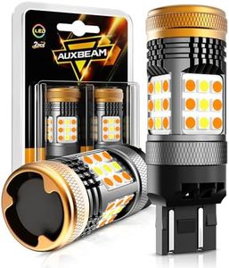 Auxbeam B21 Series 7443 Switchback LED Bulbs Built in Resistor CANBUS Error Free Anti Hyper Flash 7443 7444 7444NA T20 Bulbs White and Amber 600% Super Bright Turn Signal Light DRL Parking Light