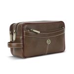 HAMMONDS FLYCATCHER Toiletry Bag For Men And Women -Genuine Leather Travel Organizer With Multiple Compartments -Brushwood Toiletry Shaving Kit For Men Organizer & Cosmetics Pouch For Women, 10.5 Cm