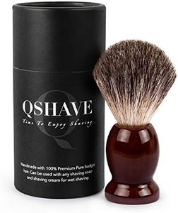 QSHAVE 100% Best Original Pure Badger Hair Shaving Brush Handmade. Real Wood Base. Perfect for Wet Shave, Safety Razor, Double Edge Razor