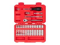 TEKTON 1/4 Inch Drive 6-Point Socket and Ratchet Set, 34-Piece (4-15 mm) | SKT05202