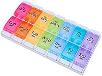 Pill Box Organiser 7 Day Medicine Storage Box, Travel Pill Box for Medication and Supplements (Rainbow)