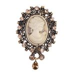 lureme® Vintage Elegant Victorian Lady Beauty Cameo with Crystal Brooch Pin (br000017-1)