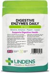 Lindens - Digestive Enzymes Daily Tablets - 90 Tablets - UK Made - Contains Betaine Hcl, Papain, Amylase & Lipase to Promote Better Digestion - Letterbox Friendly, Vegan