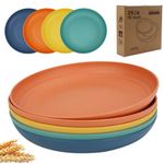 K Y KANGYUN 10 Inch Unbreakable Wheat Straw cereal Plates, Dishwasher Safe Kitchen Large Plates Dinnerware Set of 4- Perfect for Dinner Dishes BPA Free Plates for Camping