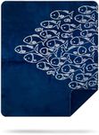 Denali Ultimate Comfort Nautical Throw Blanket, Plush, Hand-Stitched, Super Cozy Blankets Made in The USA, Blue Fins