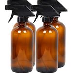 Youngever 4 Pack 16 Ounce Empty Glass Spray Bottles, Refillable Container for Essential Oils, Cleaning Products, or Aromatherapy (Amber)