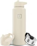 IRON °FLASK Sports Water Bottle - Wide Mouth with 3 Spout Lids - Stainless Steel Gym & Outdoor Bottles for Men, Women & Kids - Double Walled, Insulated Thermos, Metal Canteen - Cashmere Cream, 40 Oz
