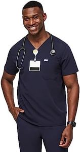 FIGS Medical Scrubs Men's Leon Three-Pocket Scrub top (Navy Blue, M)
