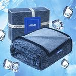 MIULEE Cooling Blanket Queen Size 90" x 90",Cool Blankets for Hot Sleepers,Summer Blanket Absorbs Body Heat with Cool-Sensing Value Q-Max 0.4,85% Lightweight Blankets Backing(Blue)