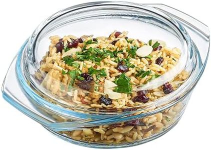 Simax Casserole Dish With Lid, 24 Ounce Round Glass Cookware, Oven and Microwave Safe Borosilicate Glass, Made In Europe 0.75 Qt