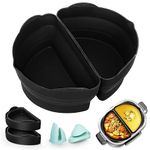 LOULANLUXE Silicone Crock Pot Divider Liners 6-7 QT Reusable Slow Cooker Liners with Mitts, Foldable, Food-Grade, BPA-Free, Leak-Proof, Easy Clean, Dishwasher Safe, Microwave Safe, 2 Pcs