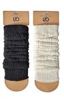 Leo Design 2X Natural Lambs Wool Women Leg Warmer- Blend of Lambs wool and Polyamide- Cable knitted Leg Warmer - One Size- Luxury Cold winter/Legwarmer (1X Black + 1X Egg - Shell)