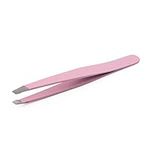 EIAKE 1PC Slanted Puller Tweezers Professional Stainless Steel Slant Tip Tweezer Eye Brow Clips Eyebrow Tweezers Removal Makeup Tool for Your Daily Beauty Routine (Pink)