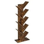 VASAGLE Tree Bookshelf, 8-Tier Floor Standing Bookcase, with Wooden Shelves for Living Room, Home Office, Rustic Brown LBC11BX