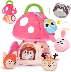 hahaland Juguetes Bebes 6-12 Meses - Casa de Animales Suaves con Sonajas, Arrugas, Espejo - Juguetes Montessori para Bebes 3 6 12 Meses