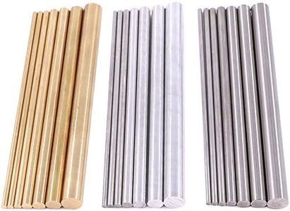 Glarks 21pcs 3 Sets of Metals Round Rod Lathe Bar Stock for DIY Craft Tool, Diameter 2mm - 8mm, Length 100mm, Metals Include Brass, Stainless Steel, Aluminum