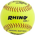 Champion Sports 12" Leather Cover Softballs - Poly Core - Medium Compression - NFHS Approved - Raised Seams - Optic Yellow - Pack of 12