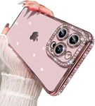 AMAZFCCY Clear TPU Case for iPhone 6,Cute Glitter Plating Luxury Bling Rhinestones Diamond Soft Bumper Transparent Thin Lightweight Girly Girl Women Case for Apple iPhone 6 (Pink)