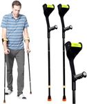 Antdvao Forearm Crutches Pair, Folding Forearm Crutches Lightweight Adjustable，with Rubber Handles, Comfortable Grip and Wear-Resistant, Non-Slip Forearm Crutches for Heavy Duty (Black)