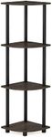 Furinno Turn-N-Tube 4-Tier Corner Display Rack Multipurpose Shelving Unit, Dark Brown Grain/Black