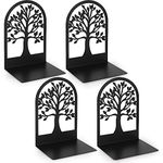 Anhow 2 Pair Book Ends, Metal Bookends Non-Skip Book Holder for Children/School/Library - Black, 6.5 x 4.7 x 4.7 Inches