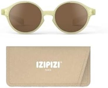 IZIPIZI BABY #D Sunglasses - Designed in Paris - Round Polarized Shades for Babies 0-3 Years (9-36 Months) - 100% UV Protection, BPA-Free Flexible Frame, Grey Lenses - Vanilla
