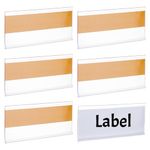 BENECREAT 72Pcs Self Adhesive Label Holders PVC Plastic Shelf Tag Label Holders Clear Price Tag Holder for Supermarket School Library Bookshelves Storage Bins (4 x 1.67 Inch)