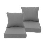 Sunshine Outdoor Light Grey Deep Seat Patio Cushions set 24x24 inch: Resilient Foam Filling, Weather Resistant Patio Cushions, 2 Sets