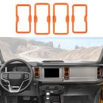 RAZPOY for Bronco Air Conditioning Outlet Vent Trim, 4PCS Center Console Dash AC Vent Ring Cover Compatible with 2021-2023 Ford Bronco Interior Accessories, Orange