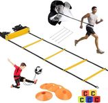 KIKILIVE Speed Agility Training Set, Exercise Equipment Kit for Soccer/Football- Premium Agility Ladder, Resistance Running Parachute, Sports Cones, Metal Pegs & Carrying Bag, Training Belt, Armband