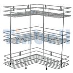 Tinbell Stainless Steel L Shape Corner Stand, Stainless Steel L Corner for Multipurpose, Storage Rack for Kitchen & Bathroom (3 Shelf)