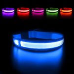 MASBRILL Light Up Dog Collar, LED Safety Collar with USB Rechargeable Super Bright Dog Flashing Collar with Waterproof, 4 Colors with 3 Sizes for Small Medium Large Dogs.