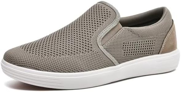 TIOSEBON Men's Comfortable Slip on Walking Shoes Memory Foam Arch Support Slip Resistant Work Drving Tennis Sneaker Khaki 10 US