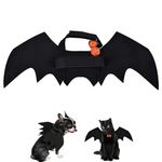 Pet Halloween Costume Cat Halloween Bat Wings Costume with Pumpkin Bells, Dog Halloween Costumes Decoration for Kitten Puppy Dress Up Apparel Cosplay (Black)