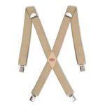 Dickies Men's 1 1/2 inch Solid Straight Clip Adjustable X Back Suspender, Beige, One Size