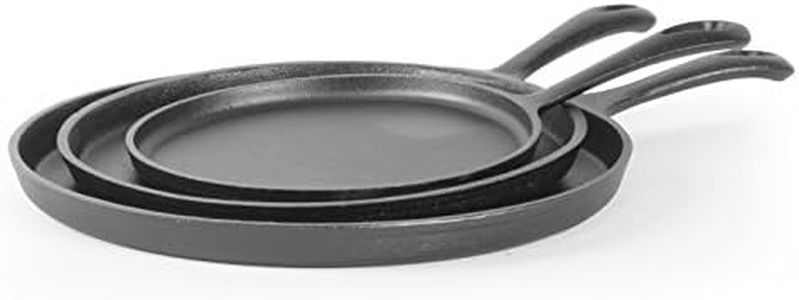 Commercial Chef Round Cast Iron Griddle Pan 3-Piece Set – 8-inch, 10-inch, and 12-inch - Pre-seasoned Griddle Cast Iron Cookware