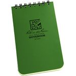 Rite in the Rain Waterproof Paper Universal Pocket Top Wire Bound Spiral Notebook Green 100 Pages 50 Sheets Imperial & Metric Ruler 3 x 5 Inch