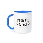 3dRose Mug_154172_6 Pit-Bull Dog Mom, Ceramic, Blue/White