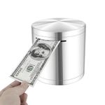 MOOKOMI Unbreakable Stainless Steel Piggy Bank - Perfect Money Saving Box for Kids and Adults - Ideal Gift for Any Occasion - 5.9 inches, Large, Silvery