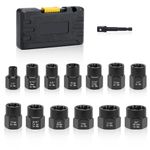 Lytool Impact Bolt & Nut Remover Set, 13Pcs Bolt Extractor Kit with 3/8 Inch Adapter, Easy Out Bolt Extractor Set, Stripped Lug Nut Remover for Rusted,Rounded,Frozen,Damaged Nuts Screws,Storage Case