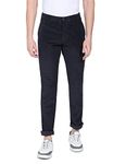 Men Navy Low Rise Bronson Slim Fit Corduroy Casual Trousers
