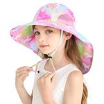 WAWSAM Girls Unicorn Sun Hat Adjustable Kids Rainbow Bucket Hats Toddler Unicorn Sun Protection Hat Baby Girls Wide Brim Neck Protection Summer Hat Beach Hat Ages 4-12