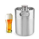 Mini Keg Style Growler Stainless Steel Beer Homebrew Barrel with Spiral Cover Lid Portable Beer Craft Barrel for Home Hotel Supplies(5L)