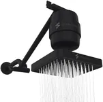 SparkPod 6" High Pressure Rain Shower Head with 23 Stage Filter Capsule & 11 Inch Adjustable Shower Arm Extension - Shower Filter Reduces Chlorine for Smoother Hair & Skin (Square, Black Matte)