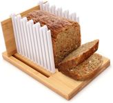 Finalery Heavy Duty Bamboo Bread Slicer for Homemade Bread | Adjustable Bread Cutter Guide for Sourdough Round, Bagels, Cakes | Cutting Board with Plastic Edges | Compact Design with Crumb Tray