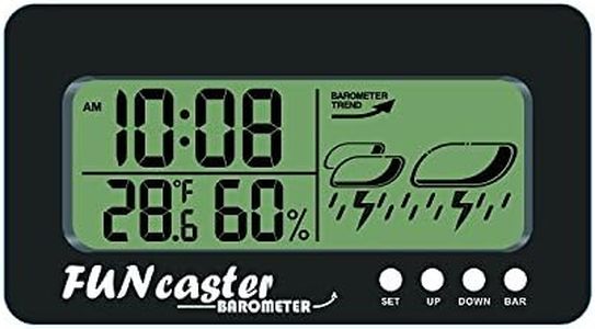 TecScan FUNcaster Barometer Ambient Weather Clock for Golf Cart, Boat, Home, Office Easy to See Time, Temp, Humidity, & Forecast