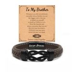 Kamwish Brother Gifts from Sister,Inspirational Wristband Leather Birthday Gifts for Boys Men (brown)