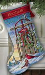 Gold Collection Christmas Sled Stocking Counted Cross Stitch-16" Long 16 Count