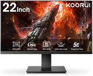 KOORUI 22 Inch Business Computer Monitor, FHD 1080p 75hz Desktop Monitor, Ultra Thin Eye Care Bezel HDMI VGA Ports LED Monitor for PC, Black